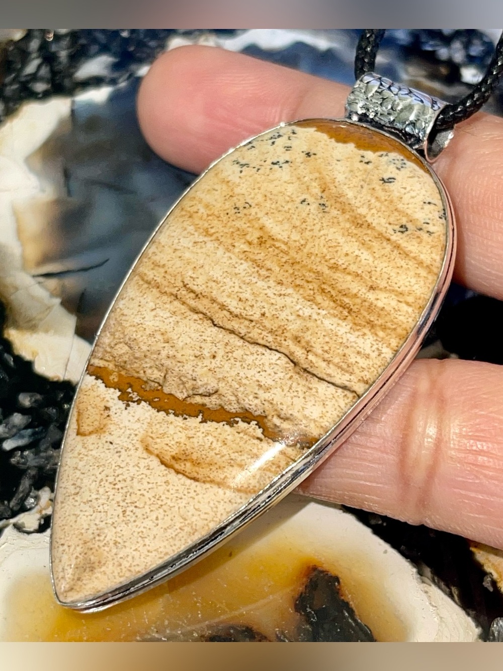 Jumbo Picture Jasper Crystal Pendant 2 1/2”
